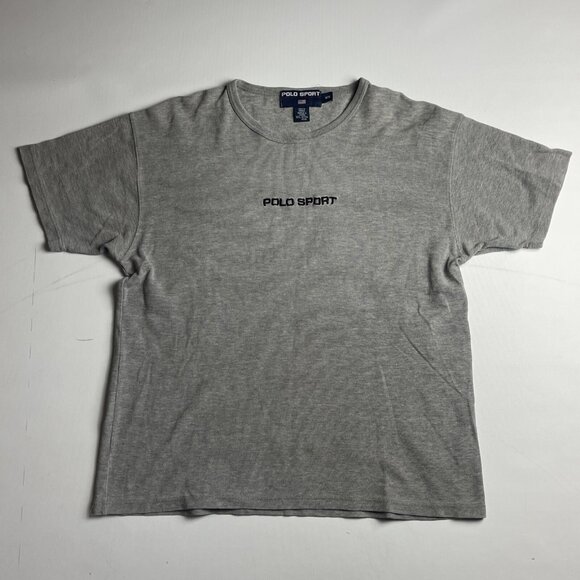 VTG Polo Sport Ralph Lauren Graphic Logo Shirt Size M Gray USA Flag (Stained) - Picture 1 of 15